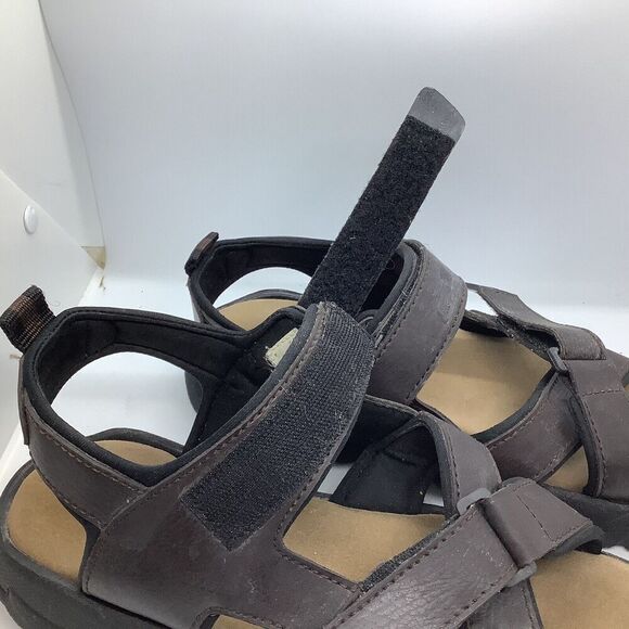 Outland Mens Size 9 Strappy Sandals Brown Faux‎ Leather Padded Casual Comfort - Picture 6 of 11